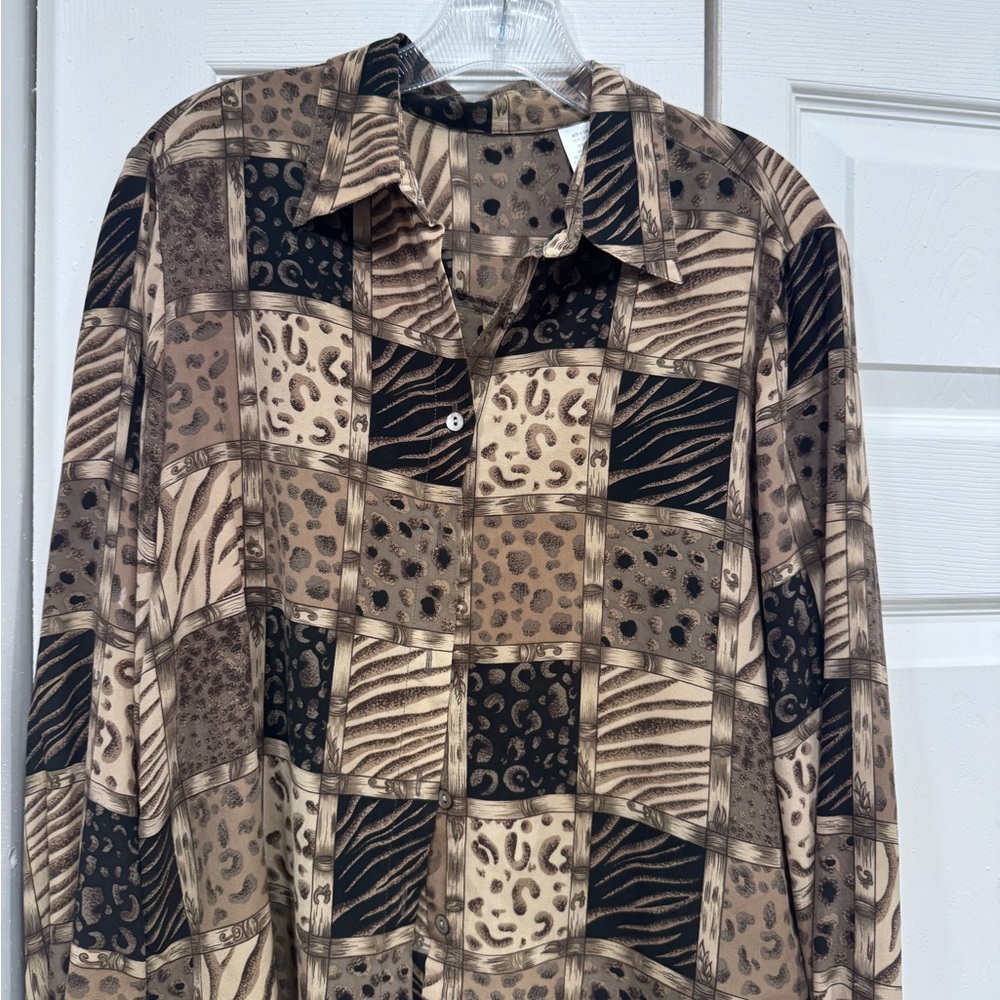 Animal Print Patchwork Blouse
